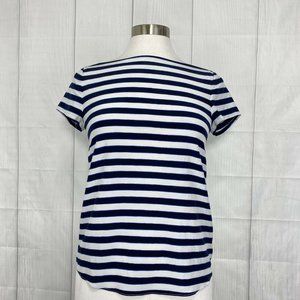 Kate Spade Women’s Sz 2 XS Top Silk Viscose White Blue Nautical Stripe #U